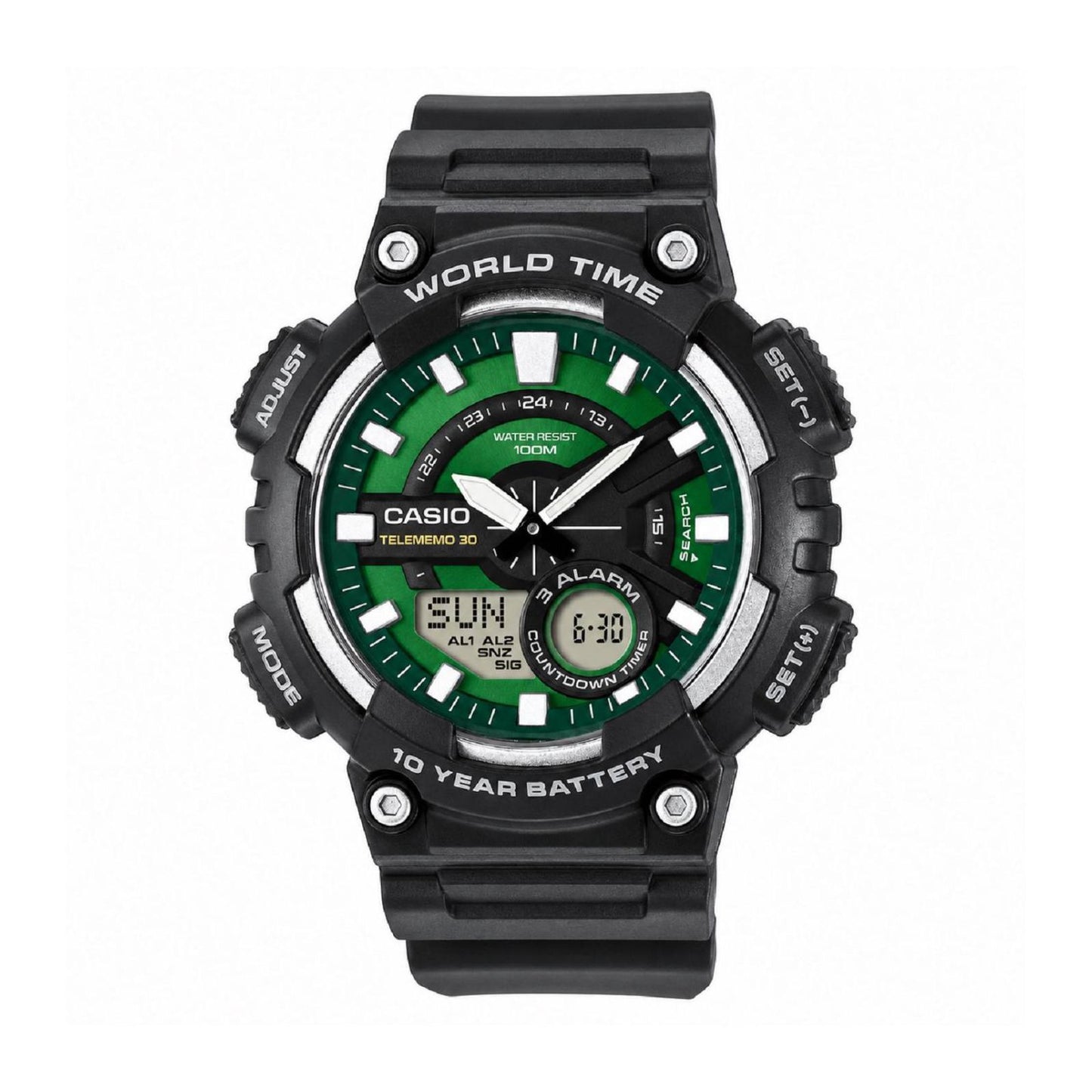 Reloj Casio Cara Verde Aeq-110w-3a2vdf