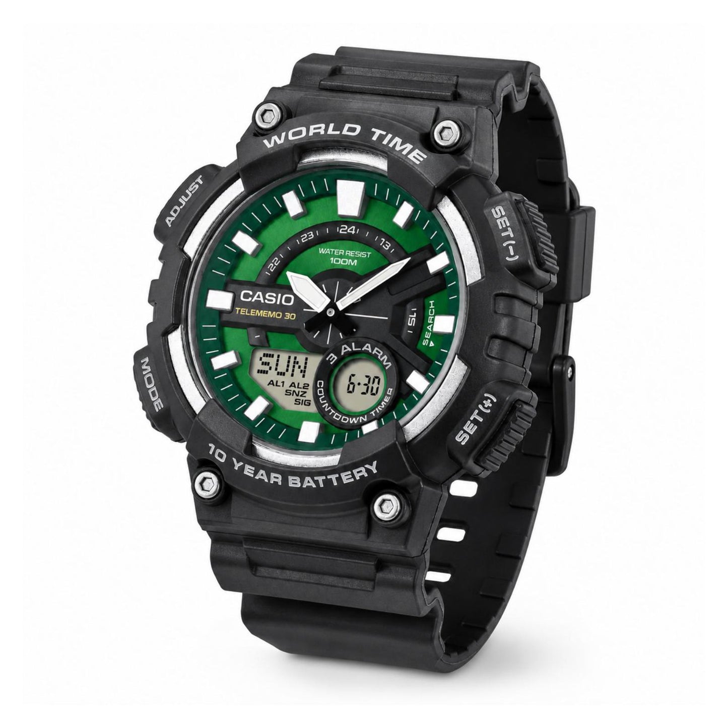 Reloj Casio Cara Verde Aeq-110w-3a2vdf